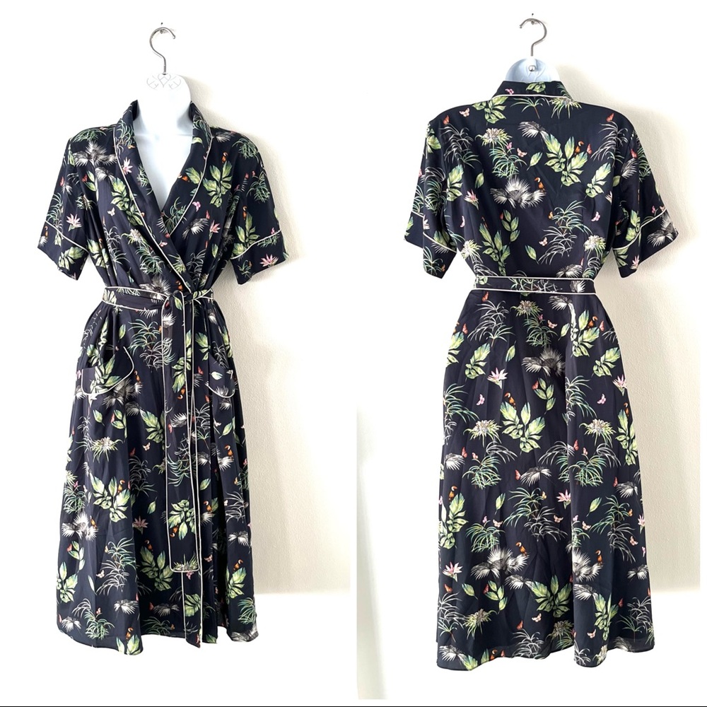 Rachel Roy Collection Wrap Robe-Style Botanical Dress